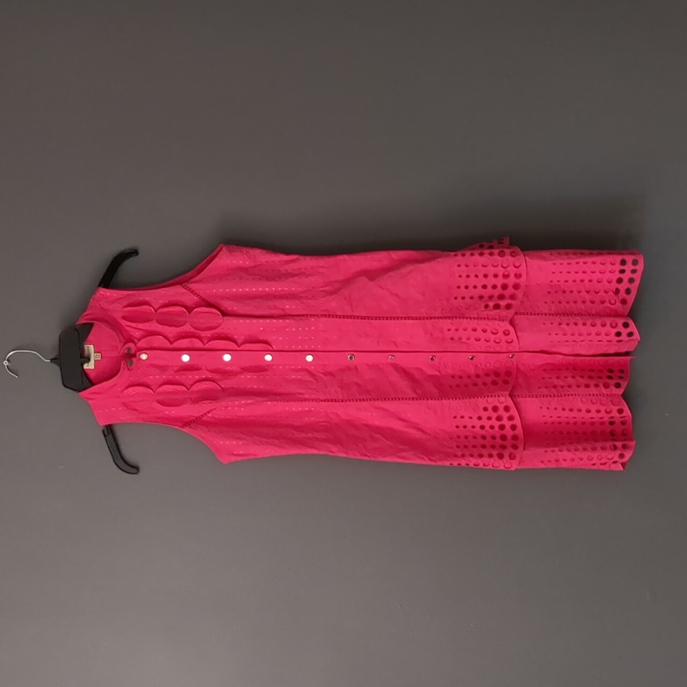 Karen Millen Pink Sleeveless Broderie Anglaise Layers Lace  Dress Size 8